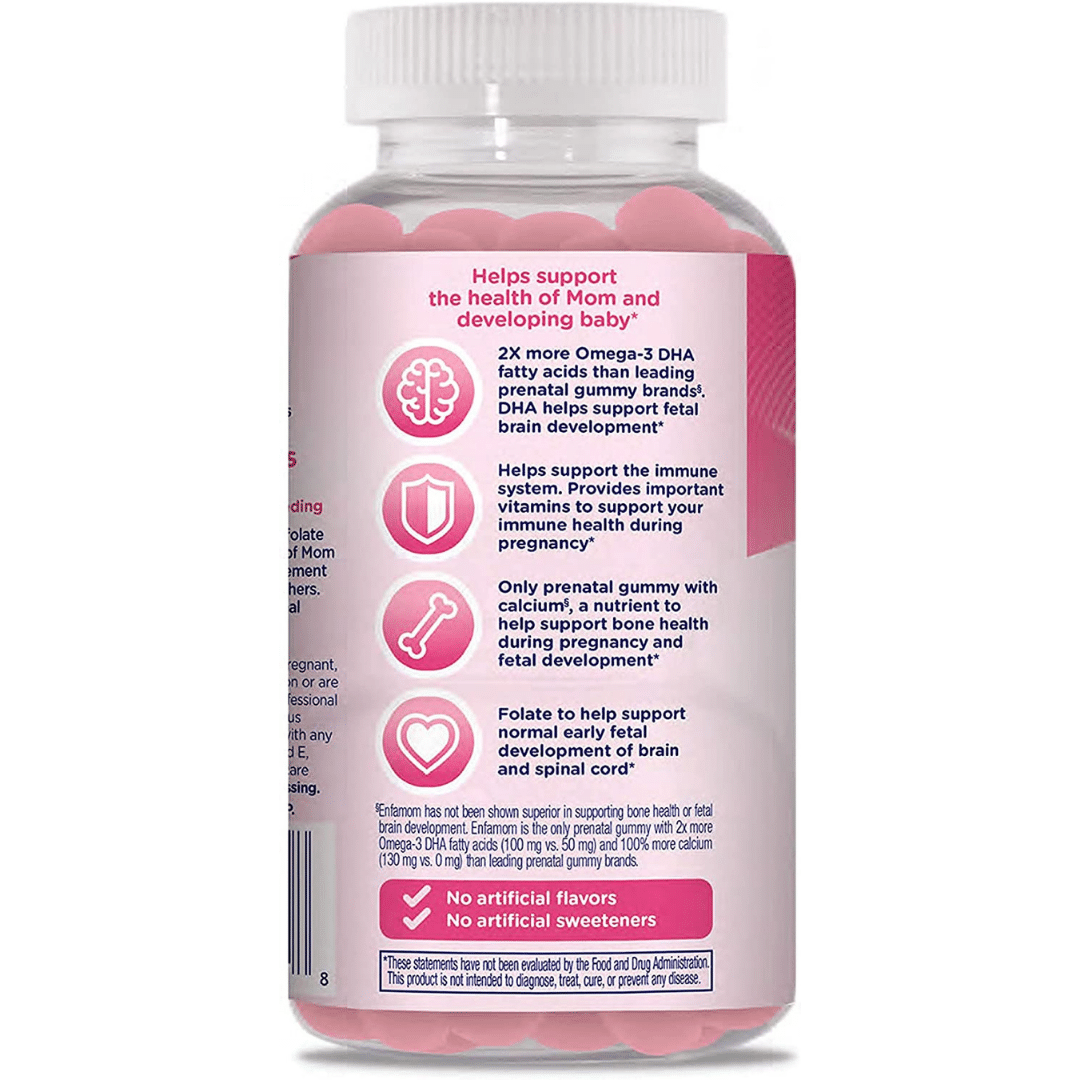 Enfamom Prenatal Multivitamins gummy, benefits label