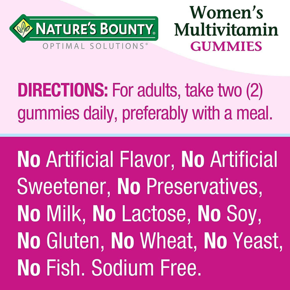 Nature's Bounty Multivitamin Gummies directions and information