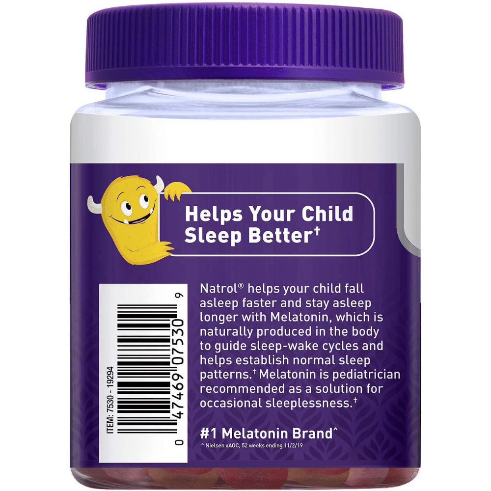 Natrol Kids' Sleep Gummies, benefits label 