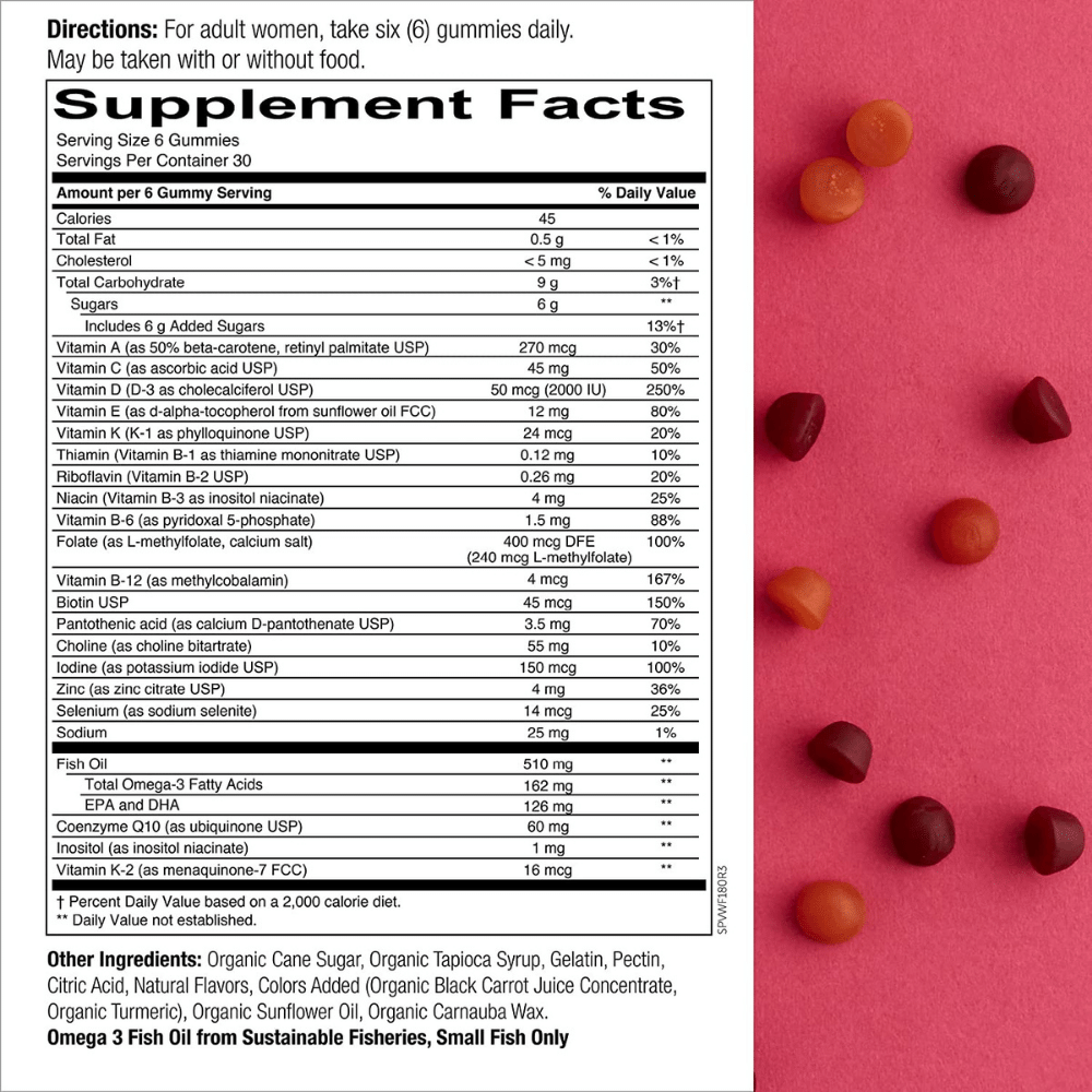 Smarty Pants back label with Supplement Facts