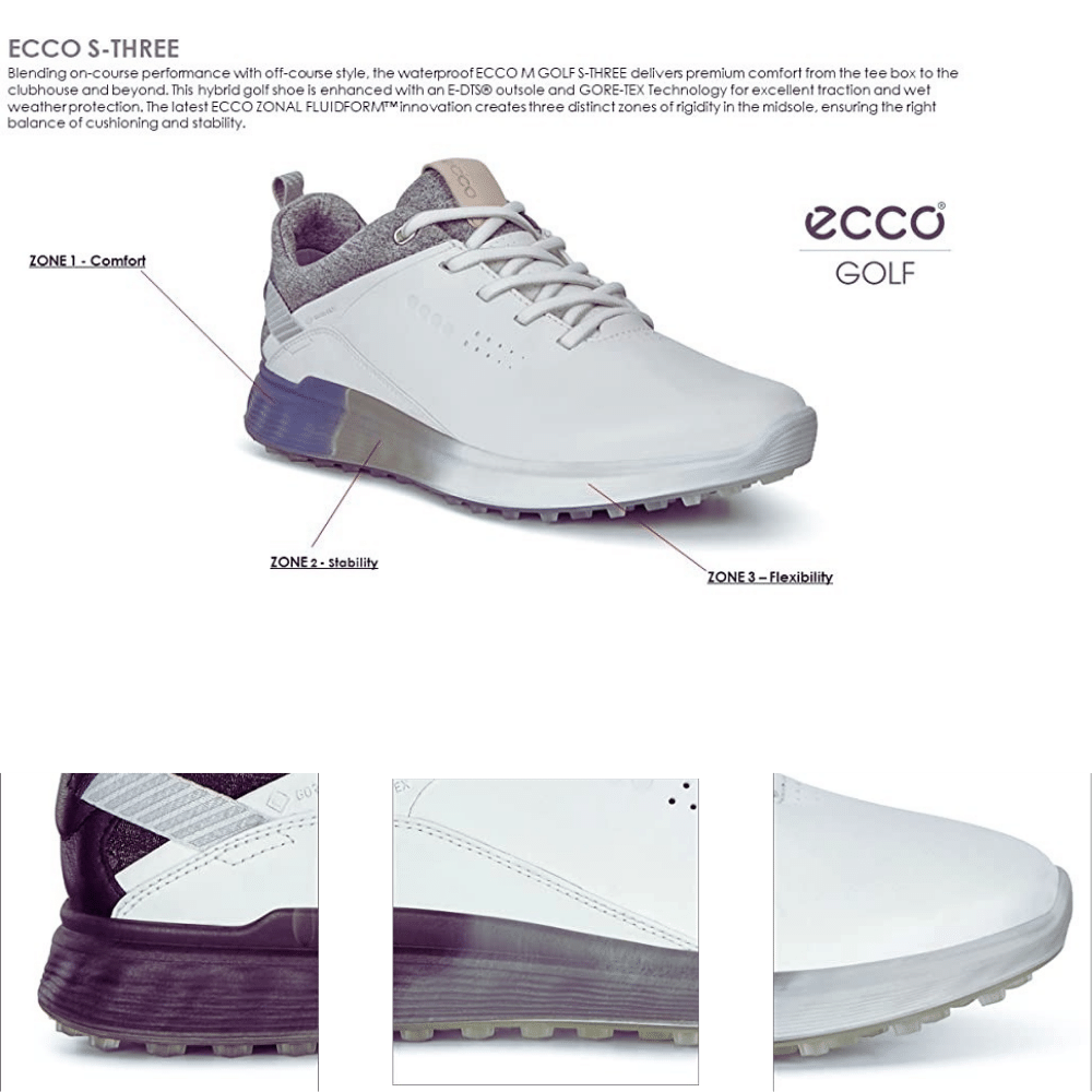 ECCO S-Three Waterproof Women's Golf Shoes, features&benefits 